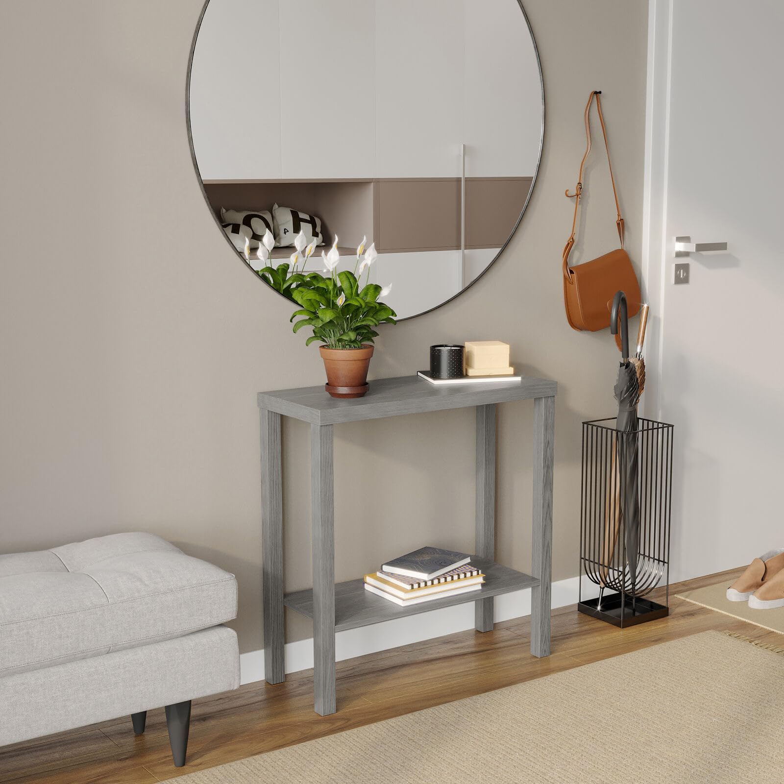 URBNLIVING 2-Tier Wooden Narrow Console Side Table, Entryway Hallway Furniture - Image 3