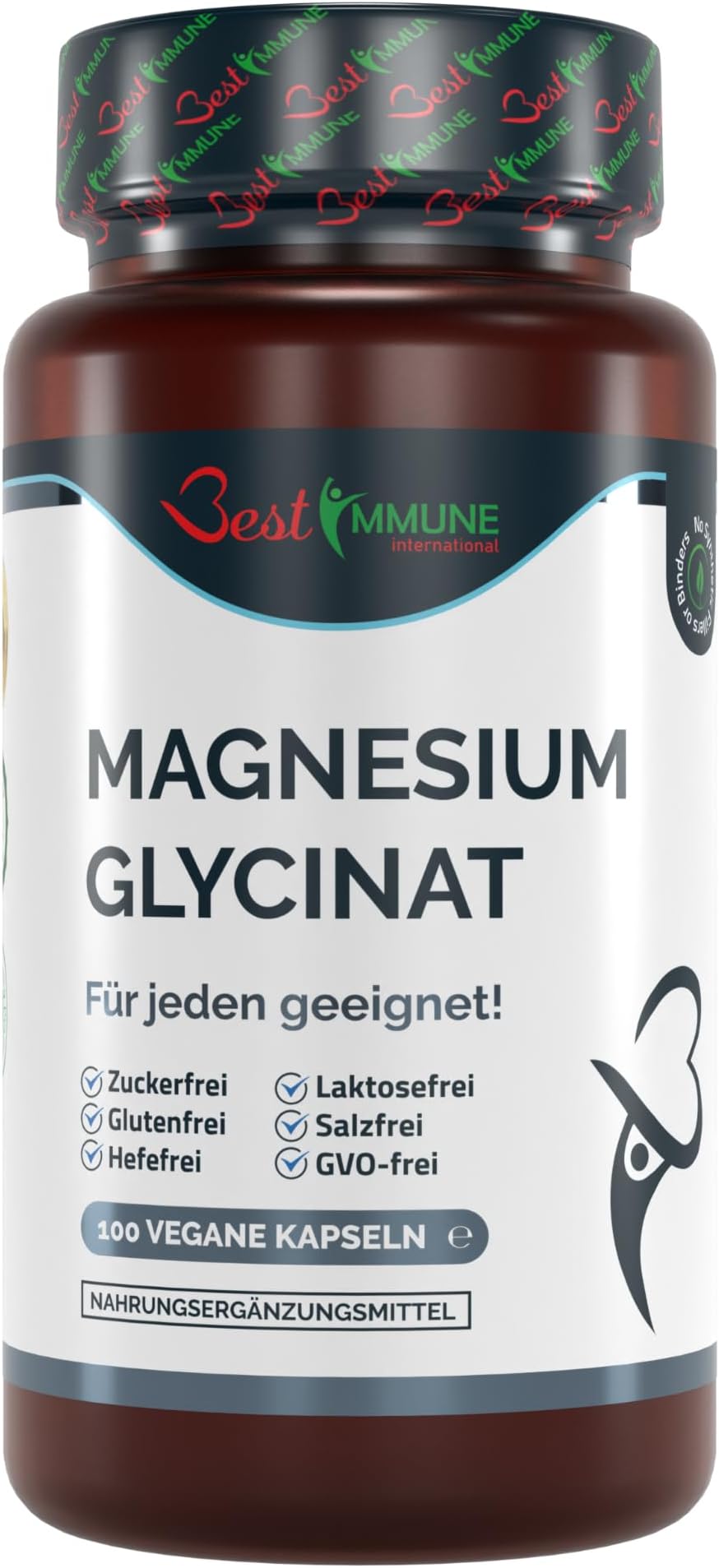 Best Immune, Magnesium Glycinate 500mg - High Strength Magnesium for Absorption and Bioavailability Balanced Formula for Energy Wellness 100 Vegan Capsules