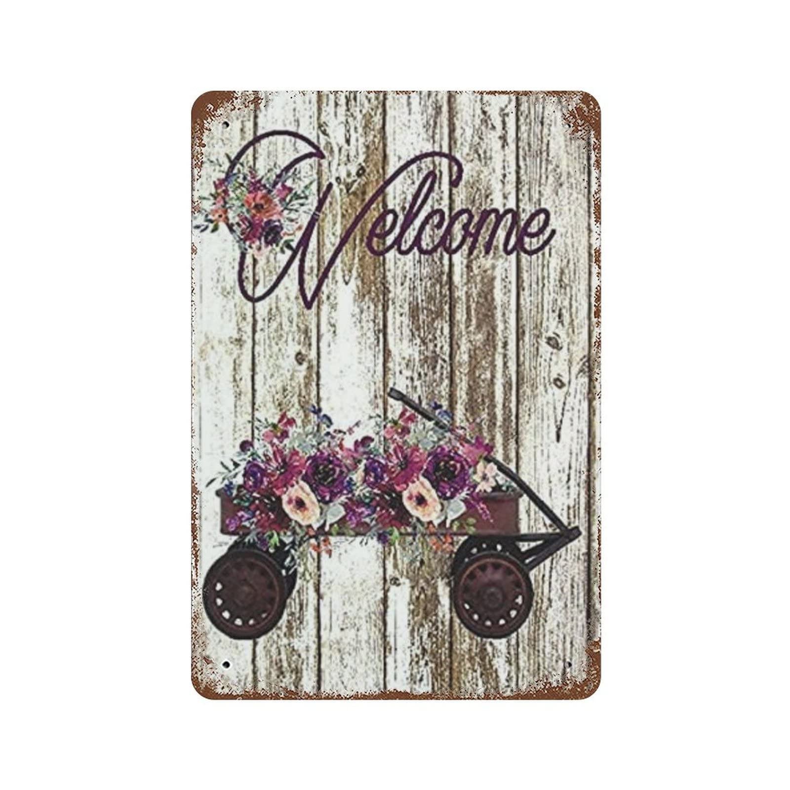 AOOEDM Welcome Vintage Metal Tin Sign for Home Coffee Shop Office Wall Art Metal Poster Garage Decor Man Cave Sign Inspirational Quote Wall Decor