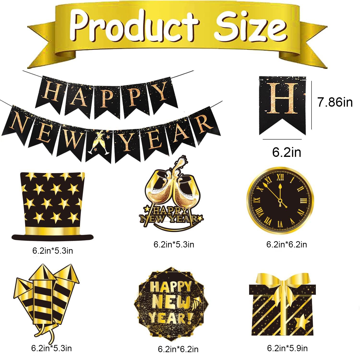 Happy New Year 2026 Banner, New Years Eve Decorations - Image 3
