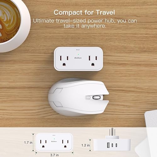 Miniatura 4 de Extensor de salida de protección contra sobretensiones, divisor de enchufes múltiples con 4 tomas eléctricas, 3 puertos USB (2 USB C de 3 caras,