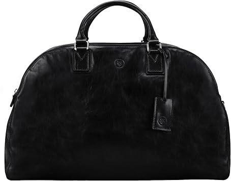 Maxwell Scott - Personalized Womens Luxury Leather Triple Zip Luggage Travel Bag with Multiple Pockets - The LilianaL Black