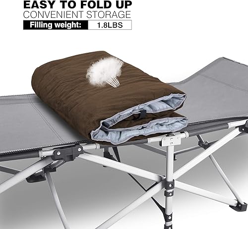 Miniatura 4 de REDCAMP XL colchoneta de catre para acampar, suave y cómodo de algodón grueso para dormir, 75 "x29", gris y azul marino