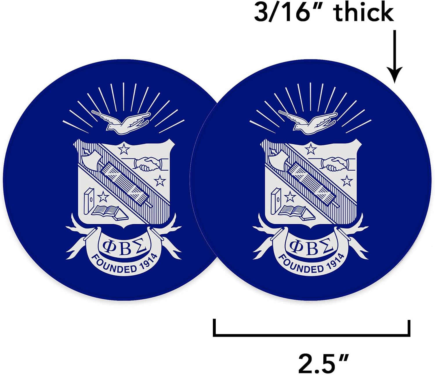 Desert Cactus Phi Beta Sigma Car Accessories Absorbent Sandstone Cup Coasters Licensed Product Set of 2 (Design B) - Image 3