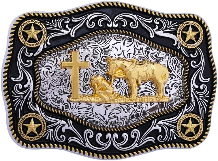 Western Cowboy Belt Buckle with Animal Pattern for Men & Women