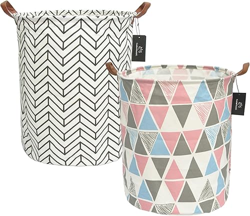 GodenMoninG Cesta de almacenamiento rectangular de lona impermeable de 25 litros con asas, organizador de juguetes plegable, cestas para estantes de