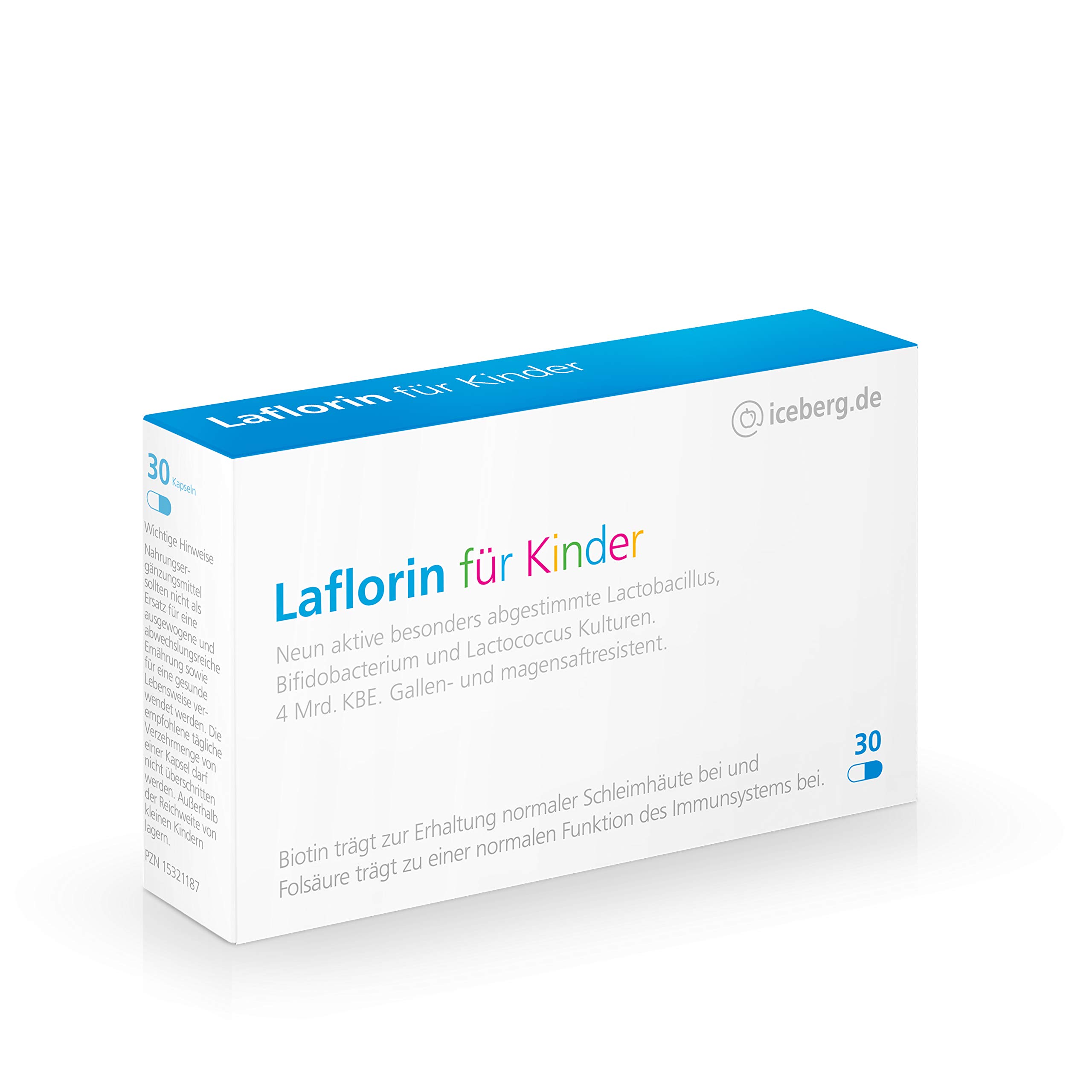 Laflorin für Kinder. 9 Darmbakterien-Kulturen, 4 Mrd. KBE, Biotin, Folsäure | Kindgerechte Nahrungsergänzung für unsere Kleinen – mit Biotin für normale Schleimhäute und Folsäure für das Immunsystem