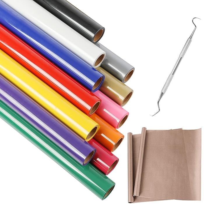 Buy HTV Heat Transfer Vinyl 12 Pack 12" x 5ft Vinyl Rolls Easy Cut and Weed Iron on Vinyl