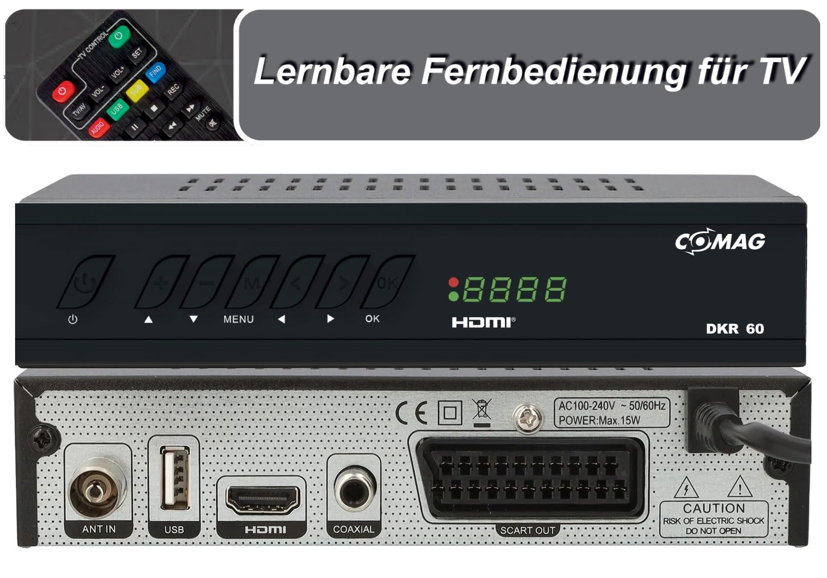 COMAG DKR 60 HD digitaler Full HD Kabel-Receiver (PVR Ready, HDTV, DVB-C, Time Shift-Funktion, HDMI, SCART, USB 2.0) inkl. HDMI Kabel, schwarz