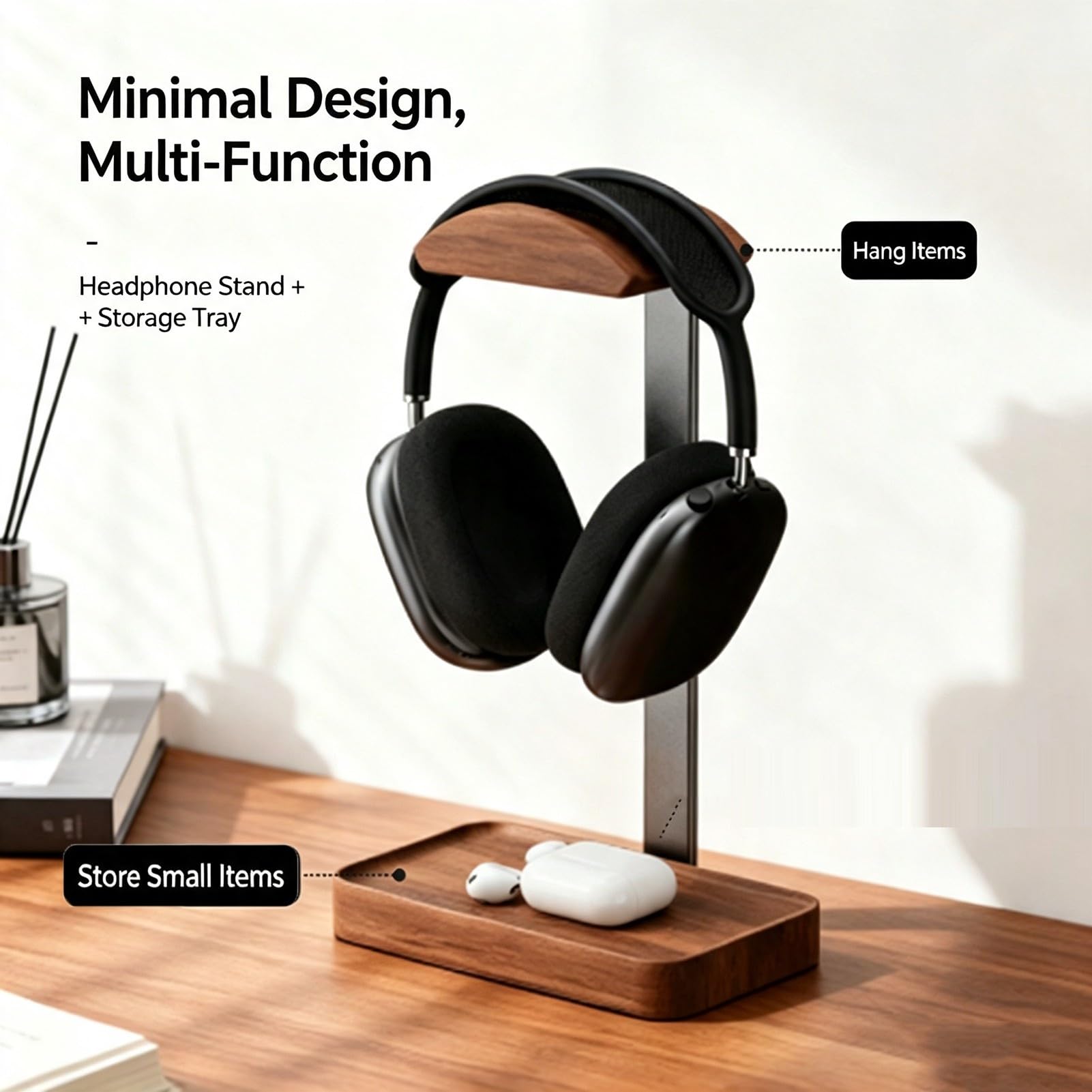 Soporte De Madera For Auriculares, Colgador De Auriculares For Juegos