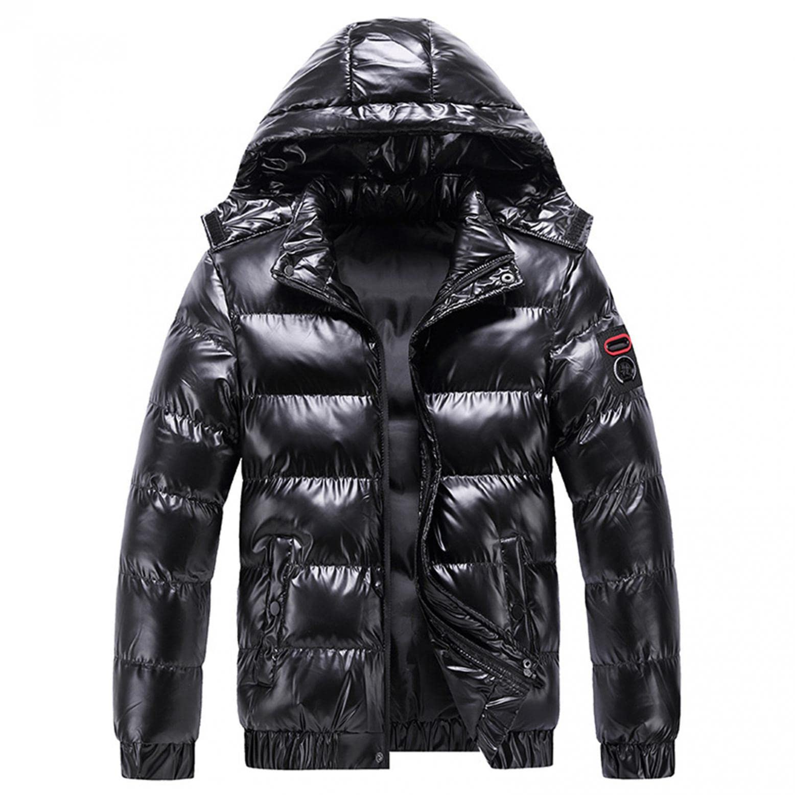 Mens Shiny Down Coat Removable Hood Winter Thicken Warmth Puffer Jacket