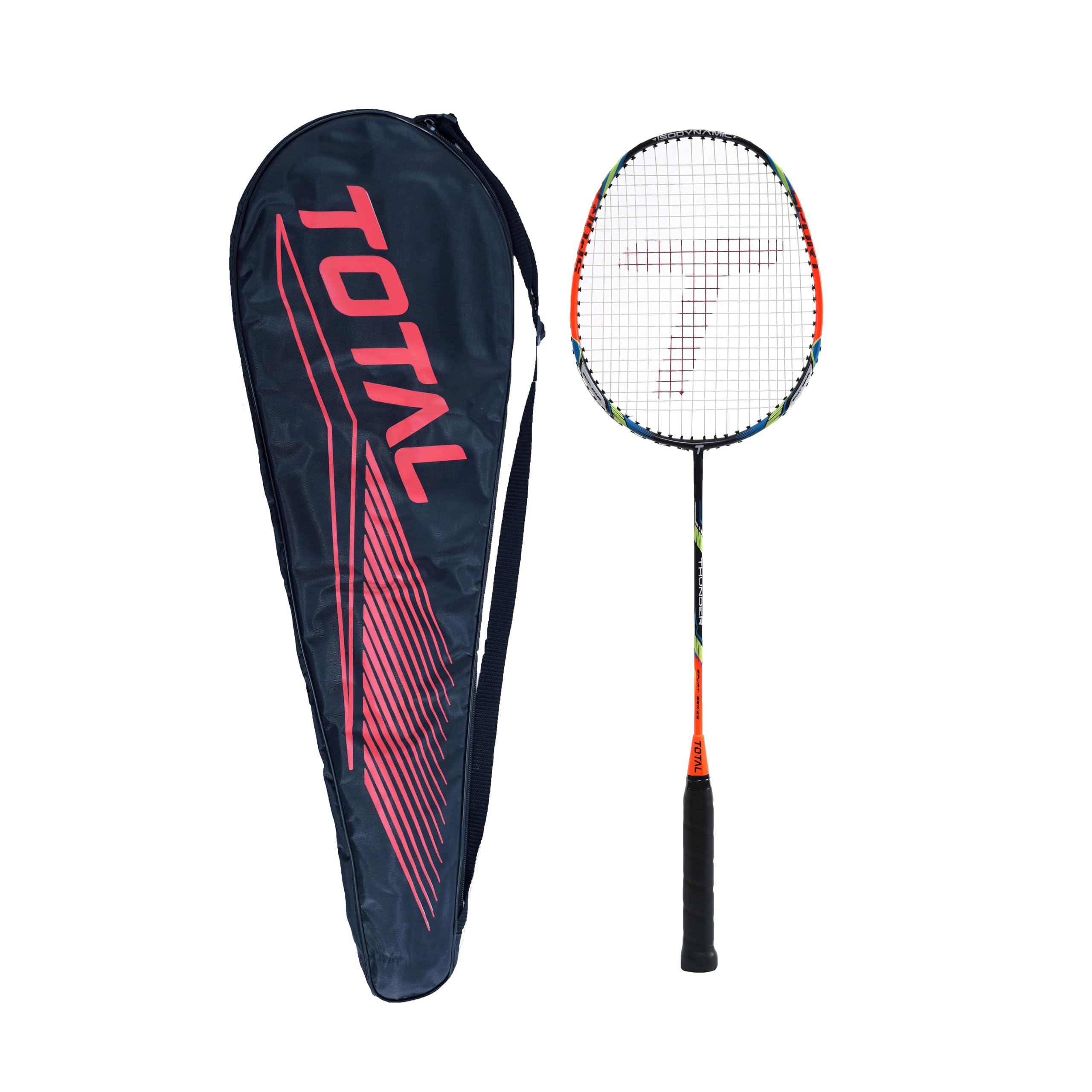 Total Thunder isodynamic Sport Series Strung Badminton Racquet, Multicolor | Lightweight and Durable Aluminum Racquet with Full Cover for Enhanced Control and Precision (100G, Orange/Black)-image-21