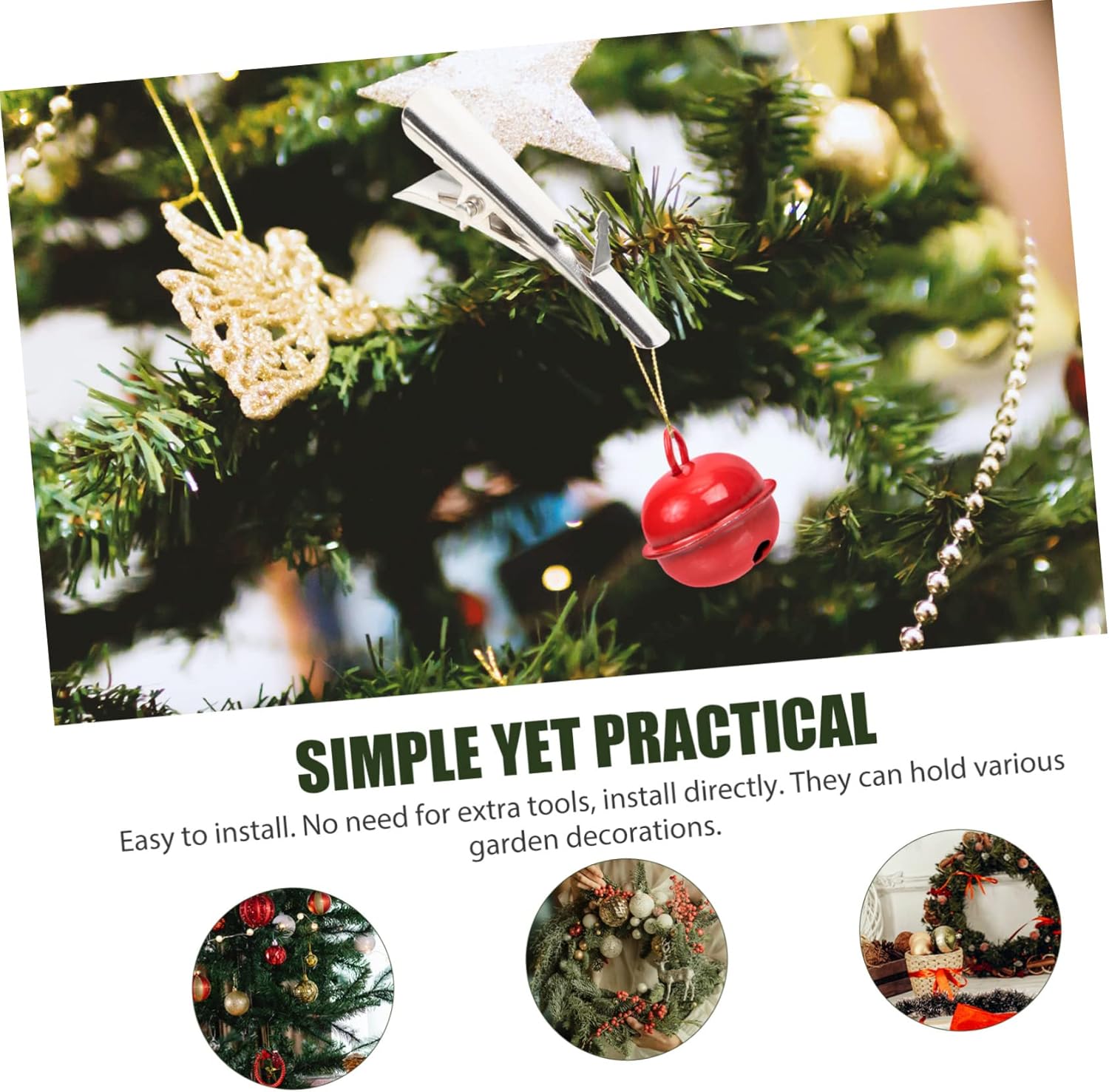 Zerodeko 200pcs Christmas Adornment Clips Multi-Purpose Holders for Xmas Tree Ornaments Flower Arrangements Holiday Decor Design for Easy Decoration