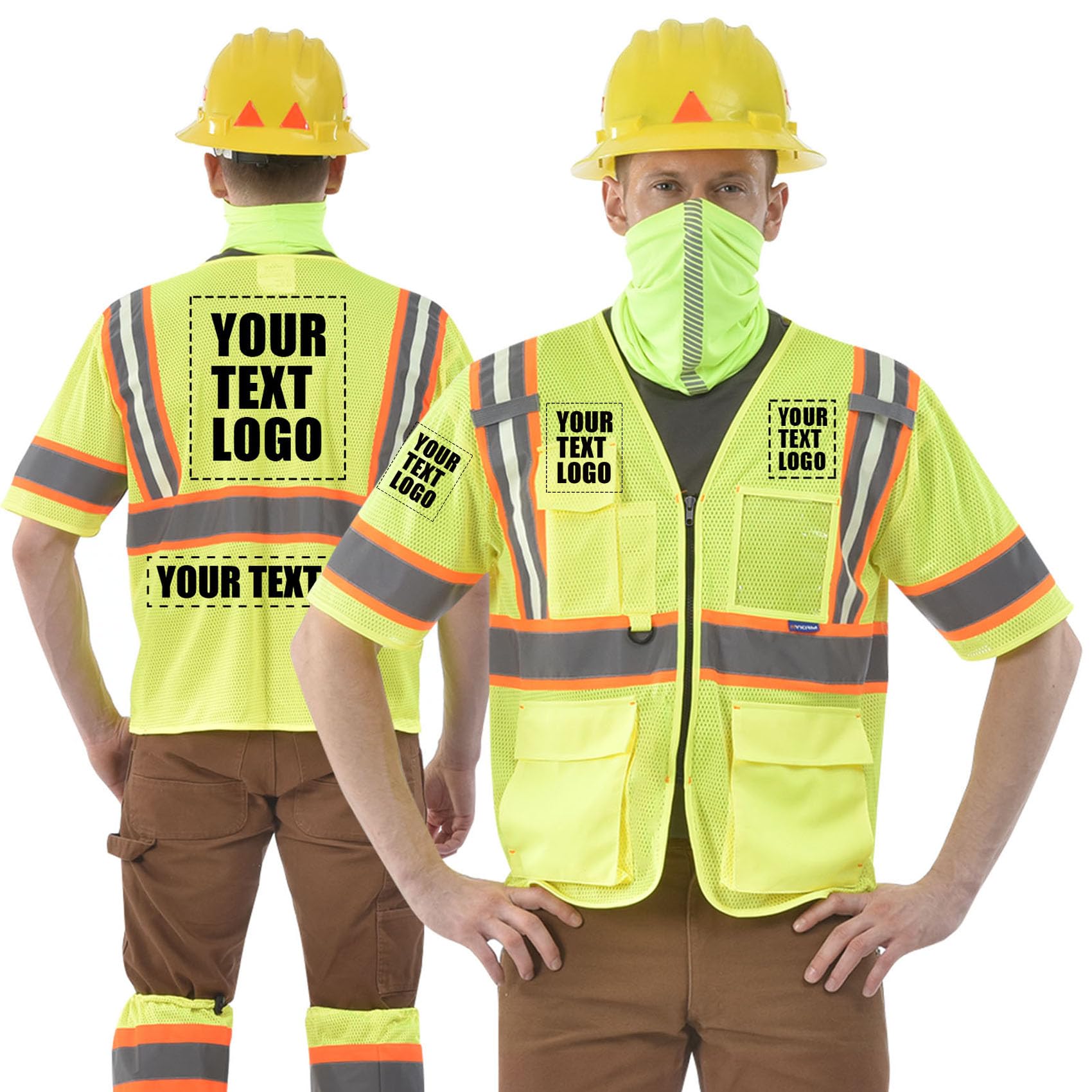 AYKRM Custom Logo Personalised Printed High Visibility Reflective 2 two tone work construction Safety Vest