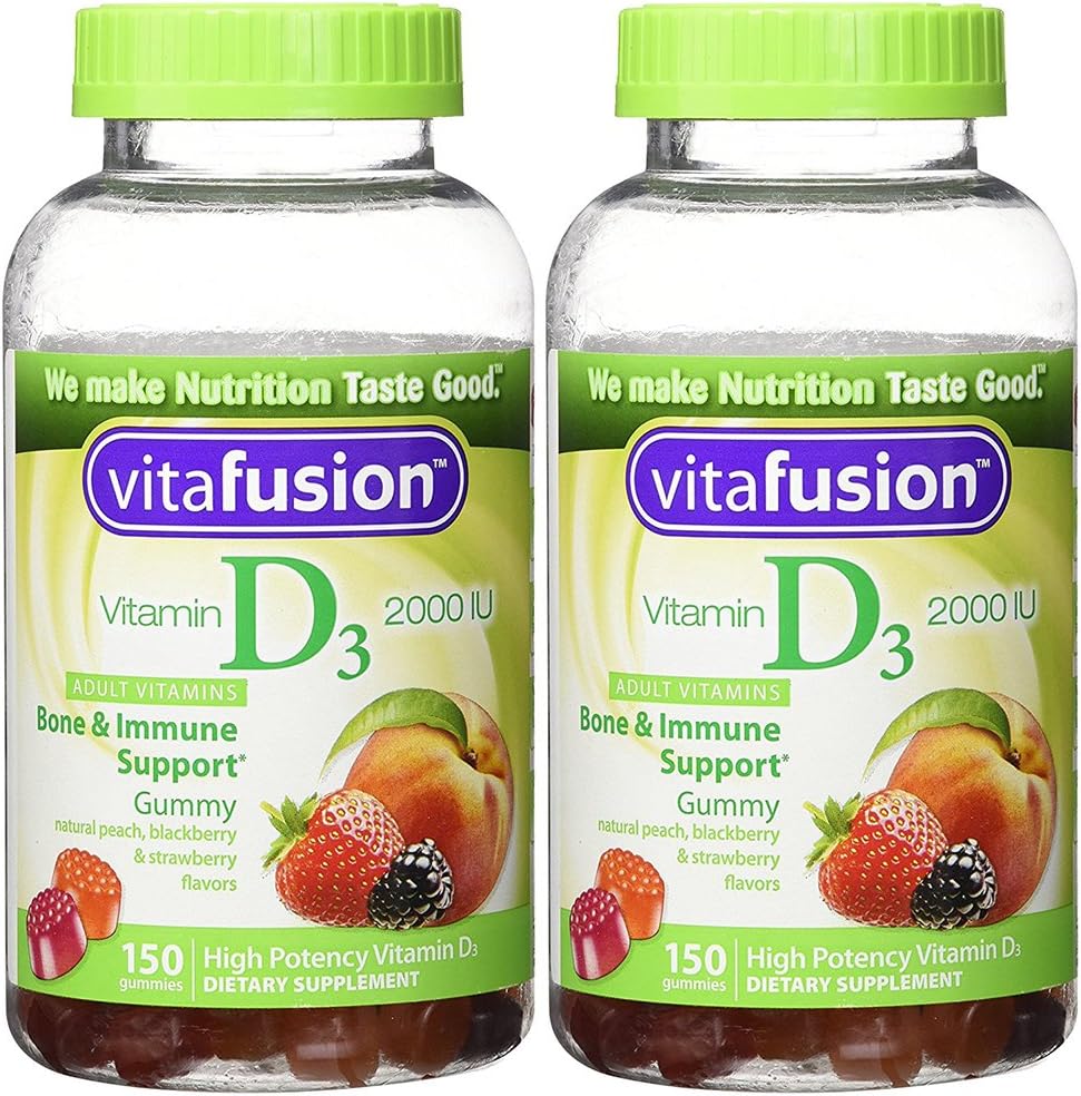 Vitamin D3 Gummy Vitamins, Assorted Flavors, 150 Count (2 Bottles)