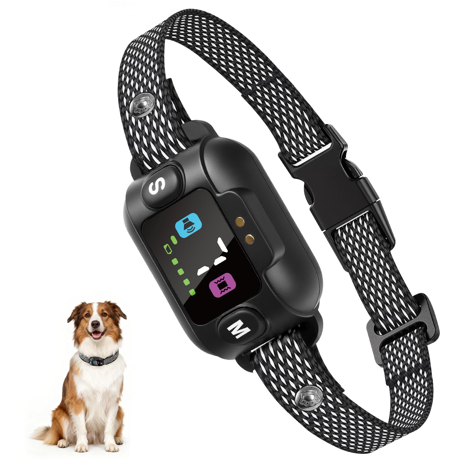 Collar antiladridos para Perros - 3 Modos Sonido/Vibración/Sonido+Vibración, 7 Niveles de sensibilidad, detección Inteligente, Recargable, Resistencia al Agua IP67, para Perros pequeños, medianos y g