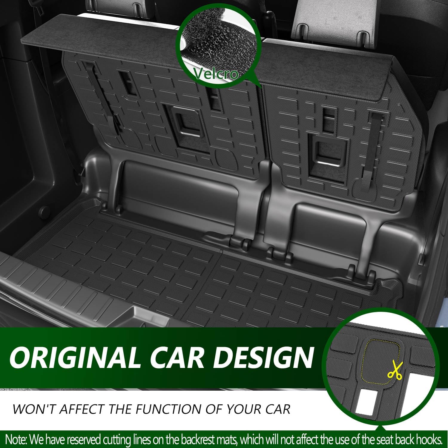 Cargo Mat Backrest Mat Compatible with 2021-2025 Toyota Sienna 7&8 Passenger W/O Spare Tire TPE Cargo Liner Replacement for 2021-2025 Toyota Sienna Accessories (Cargo Mat+Backrest Mat)