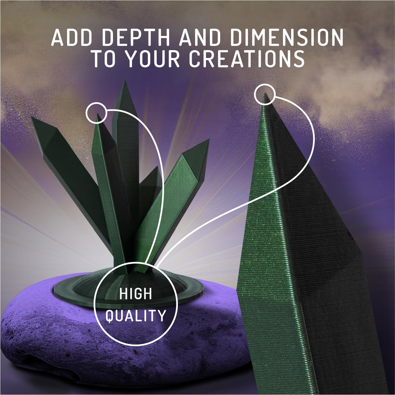 WINKLE Filament PLA HD Emerald Interference | Filament Do Drukarki 3D 1,75 mm 300 g | Zielony, Dokładność Wymiarowa | Cewka 300g
