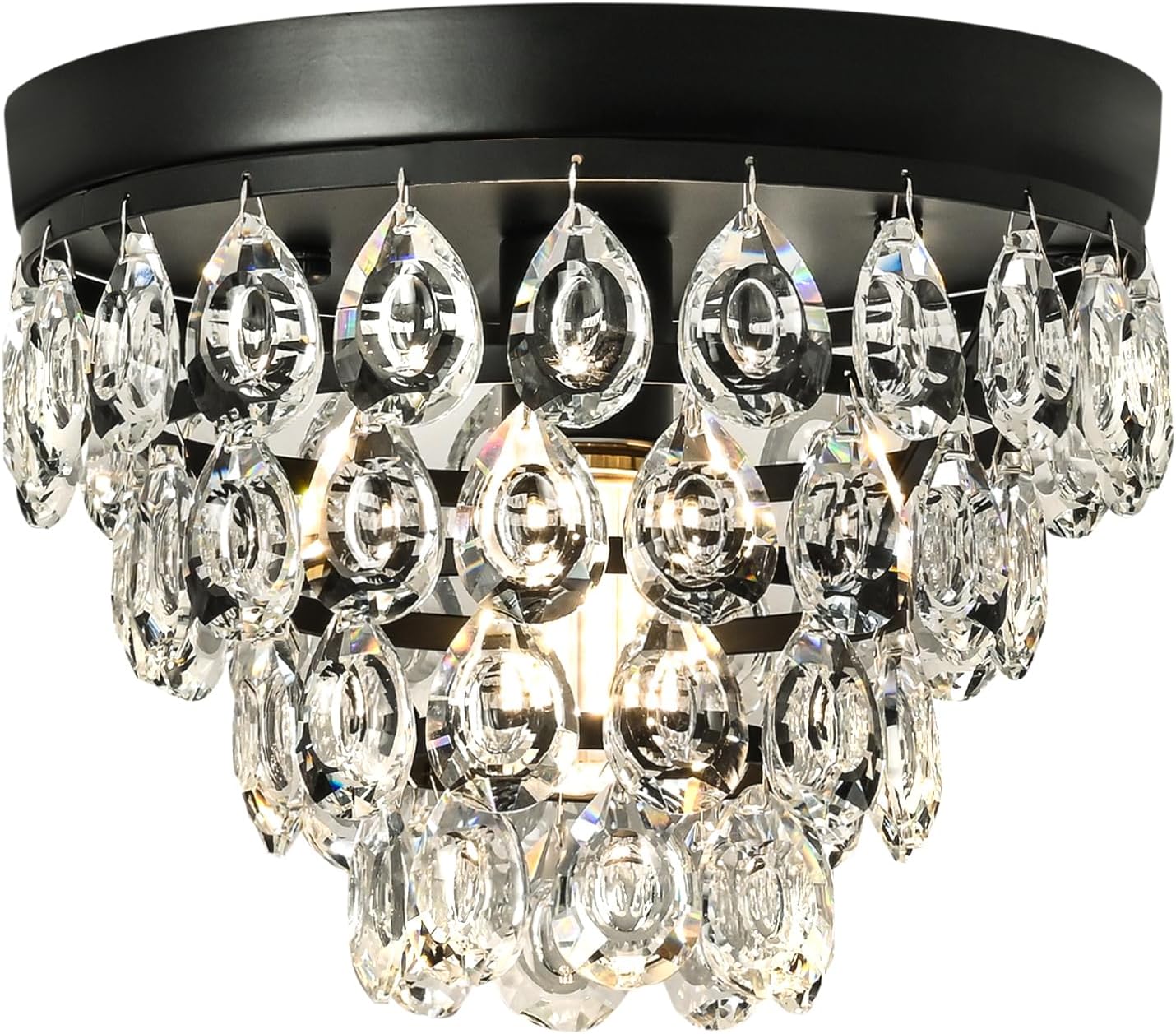 Small Crystal Chandeliers Small Chandelier Light Fixture Mini Chandelier for Closet Bathroom Living Room,Matte Black Crystal Chandeliers Lighting
