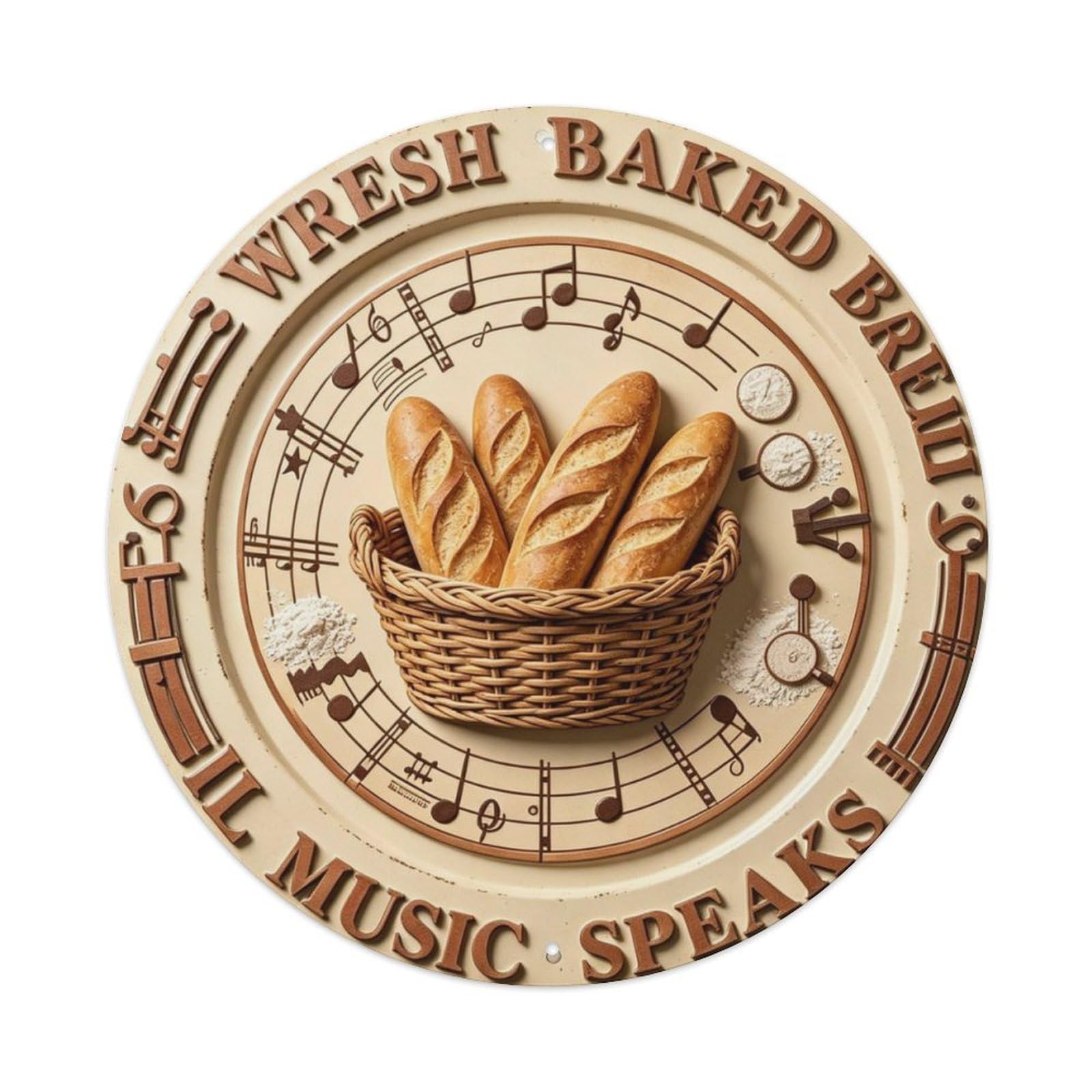 Fresh Baked Bread Metal Tin Sign Plaque