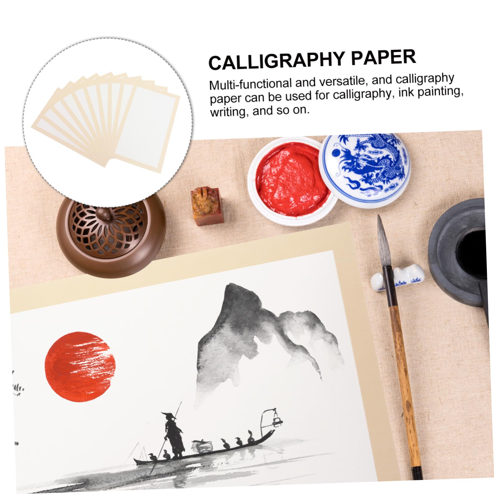 LOLIPPYY 10 Hojas de Papel Xuan Beige Papel Grueso Rectangular para Caligrafía China y Pintura Principiantes y Amantes del Arte