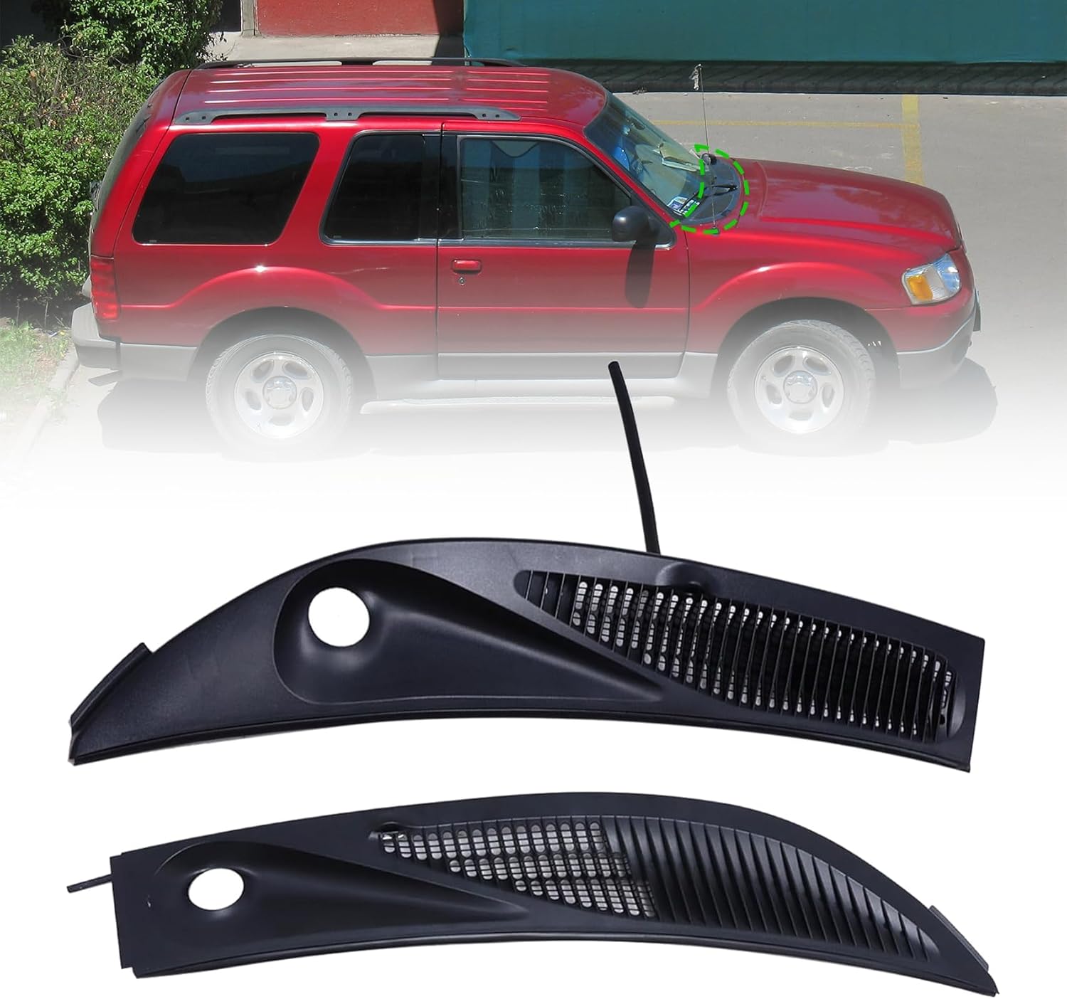 Priprilod Windshield Wiper Cowl Panel Grille Fit for Ford Explorer 1995-2005 Fit for Mercury Mountaineer 1997-2001 Left + Right Side Front Window Cover Insert Panel #F57Z-78022A68-A F57Z-78022A69-A