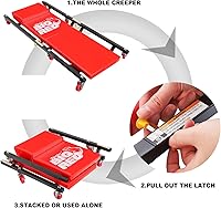 Vista 6 de BIG RED 36" Creeper Acolchado de Garaje/Taller de 2 Piezas con Ruedas, Carrito de Mecánico con Reposacabezas y 6 Ruedas, Rojo TR7565R Torin