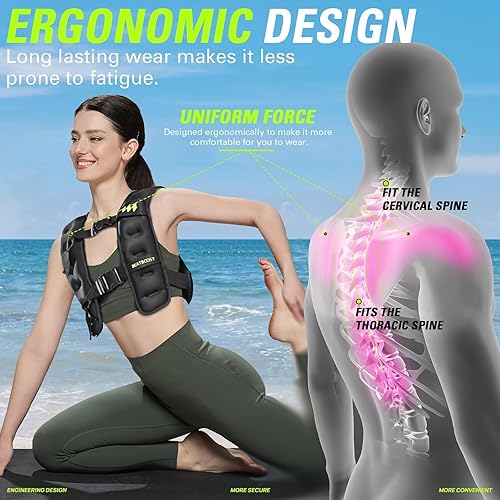 Miniatura 2 de Chaleco de peso para mujeres y hombres 10 lb15 lb20 lb25 lb30 lb35 lb40 lb con arena ferrífera para entrenamiento de fuerza, correr, caminar y hacer