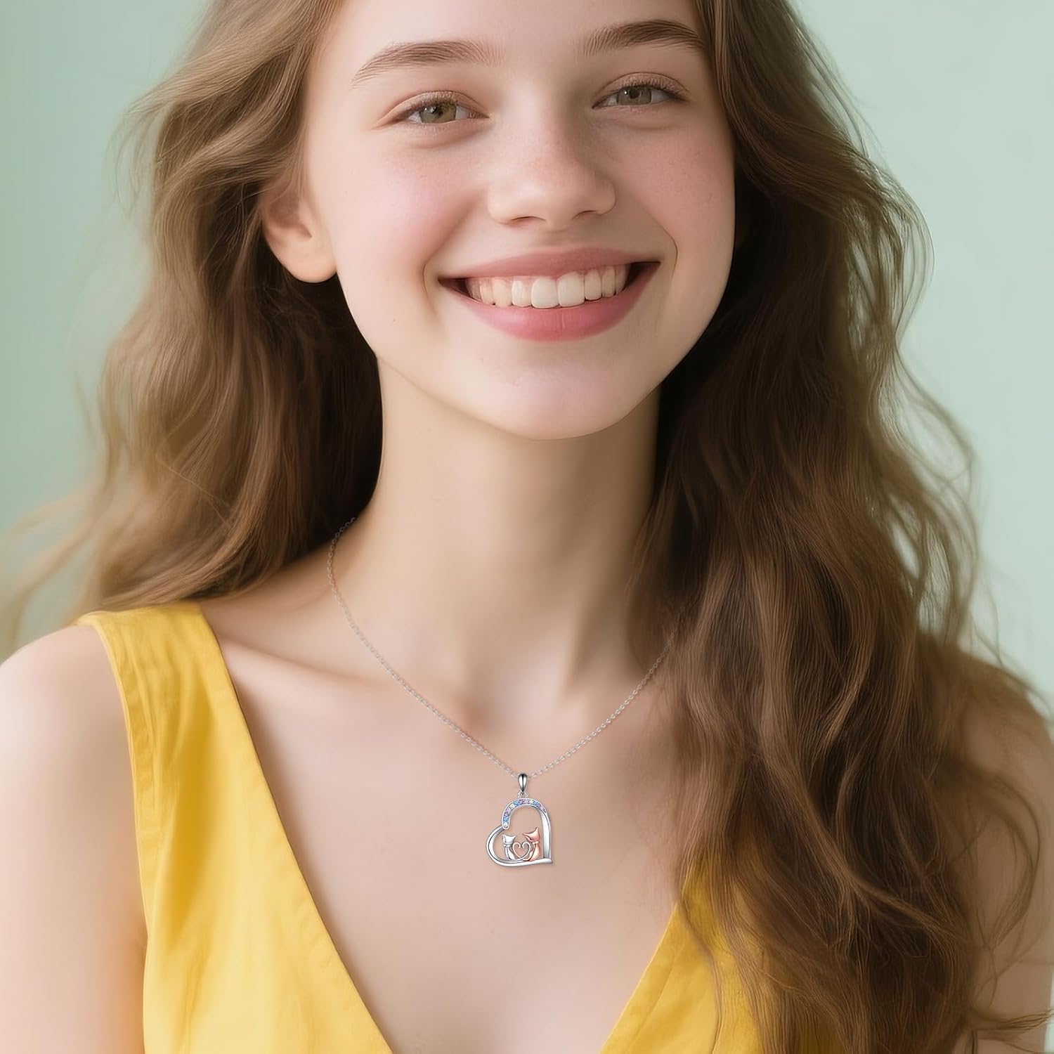 AXELUNA Cat Necklace 925 Sterling Silver Two Cats Pendant Cute Animal Jewelry Gift for Women - Image 3