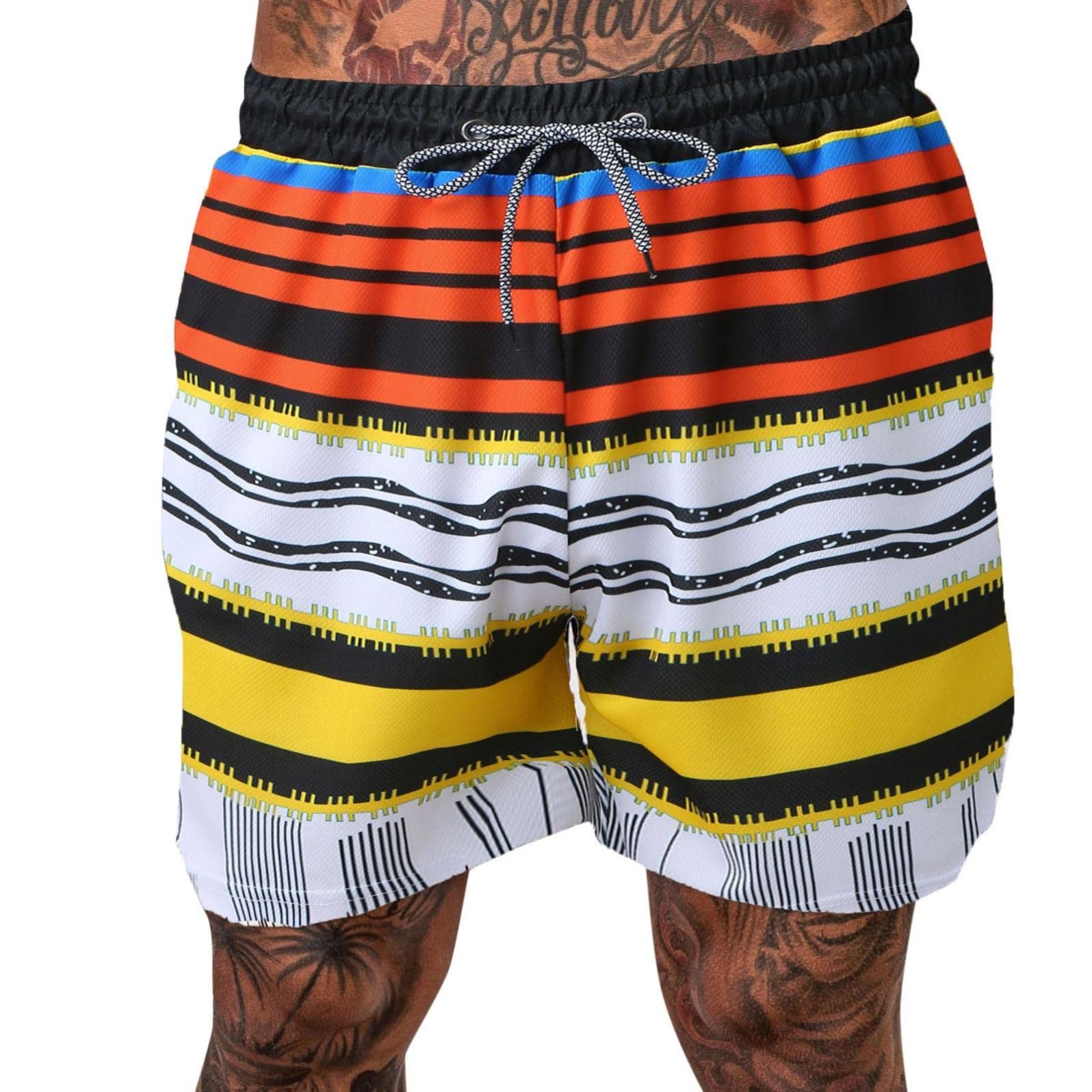 Męskie kąpielówki na lato, na plażę, do surfowania, z podszewką z siateczki, żółty, 4XL