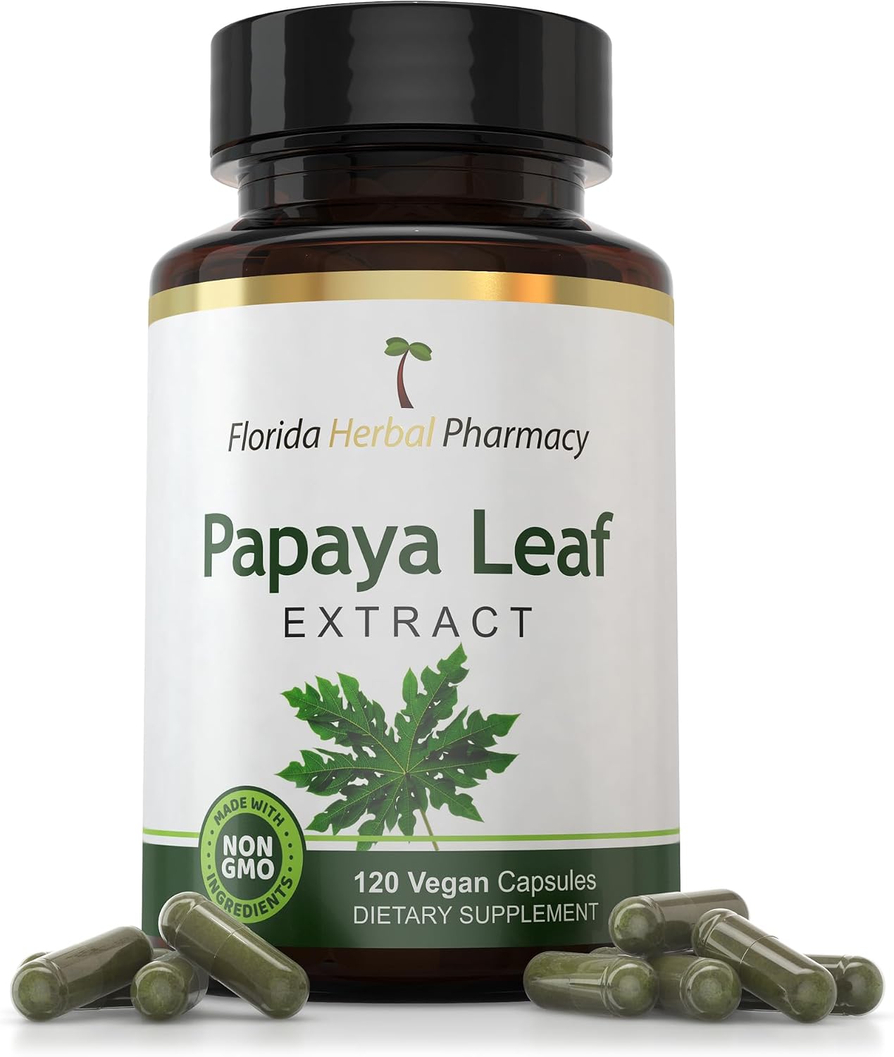 Florida Herbal Pharmacy, Papaya Leaf Extract Supplement Capsules 10:1 (120 Capsules)