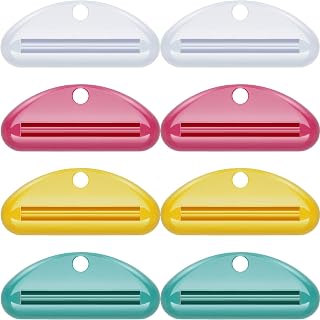 CHENGU 8 Pieces Toothpaste Tube Squeezer Dispenser Toothpaste Clips for Bathroom (Red, Green, Yellow, White)