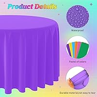 Vista 3 de 12 Pcs Round Cinco De Mayo Fiesta Tablecloths, Plastic Fiesta Table Cloth Multi Colored Disposable Round Table Covers for Taco Night,Dia De Los