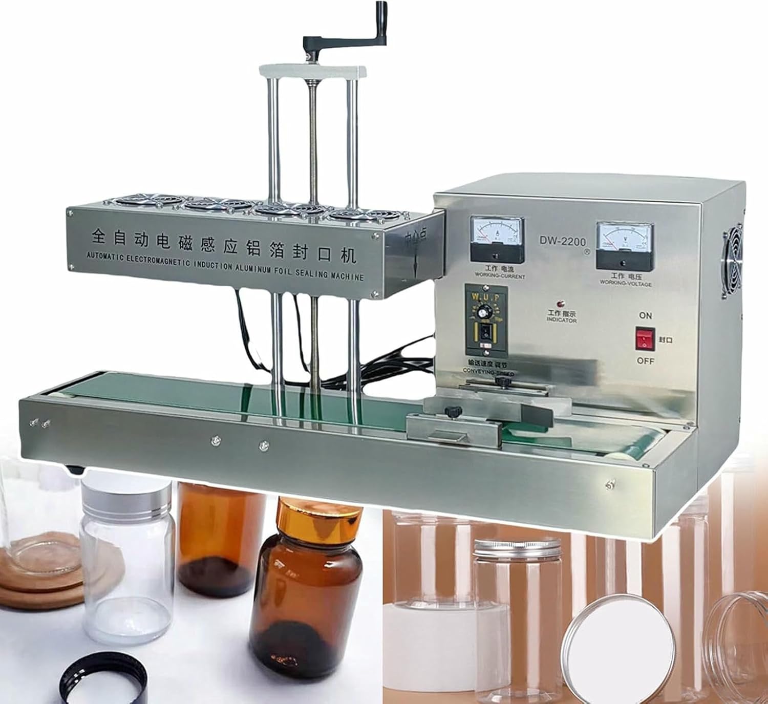 Automatic Aluminum Foil Sealing Machine, Continuous Conveyor Belt Sealant, Suitable for PVC Plastic Bottles of PP Aluminum Foil