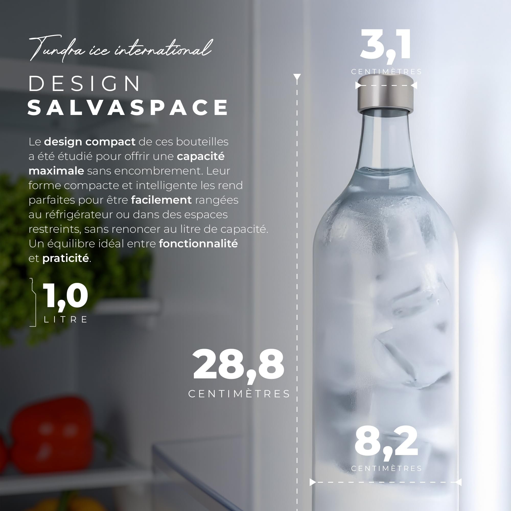TUNDRA - Lot de 6 Bouteille Verre 1L avec 6 Bouchons à Vis et 1 Entonnoir | Ligne ELVIA | Bouteilles en Verre 1 Litre MADE IN GERMANY, Résistantes et Lavables au Lave-Vaisselle