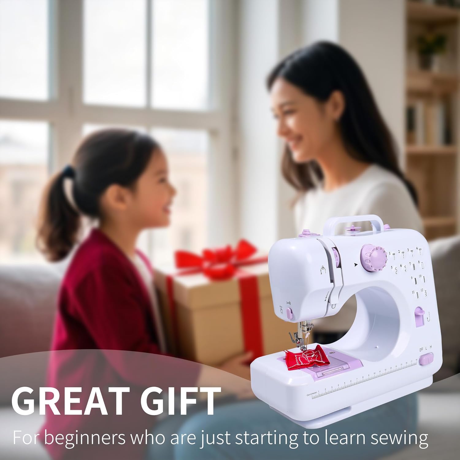 Portable Sewing Machine for Beginners - Mini Electric Sewing Machine with 12 Built-in Stitches, 2-Speed Foot Pedal, LED Light & Storage Drawer - Includes Sewing Kit for Kids & Adults - Image 7