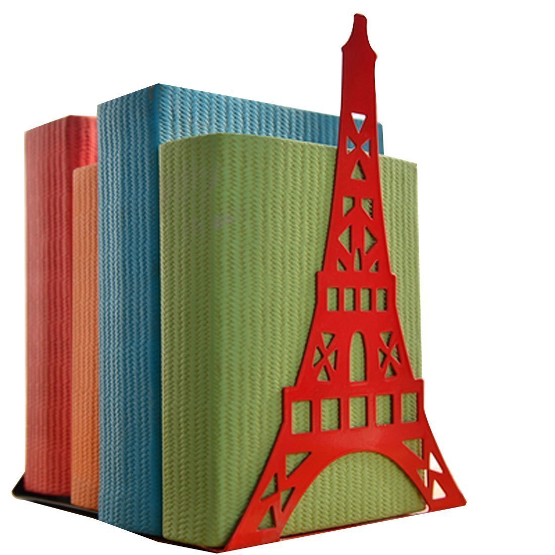 1 coppia di graziosi fermalibri decorativi a forma di torre Eiffel, per scaffali e scrivania, in metallo Red