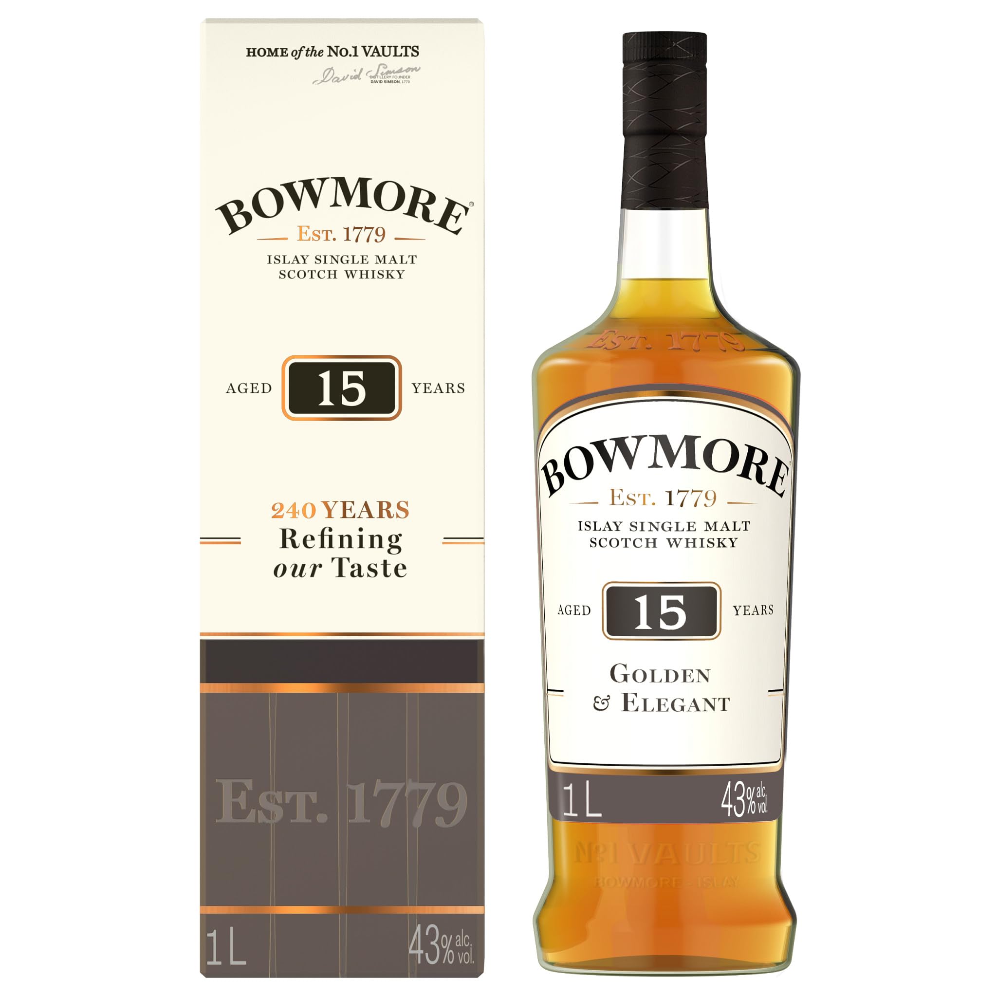 Bowmore 15 Ans Golden & Elegant Single Malt Whisky 1 L