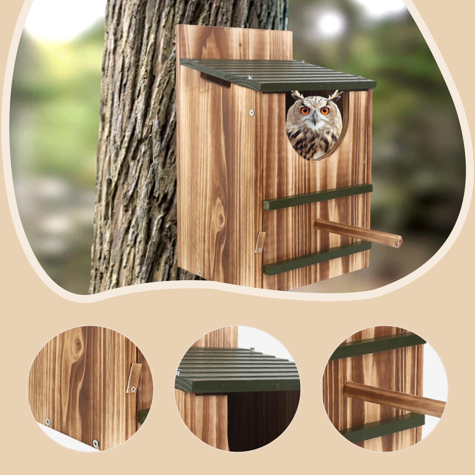 MagiDeal Casa de Madera para pájaros, Nido de búho, fácil de Limpiar, Colgante para Patio, Exterior, balcón, jardín.