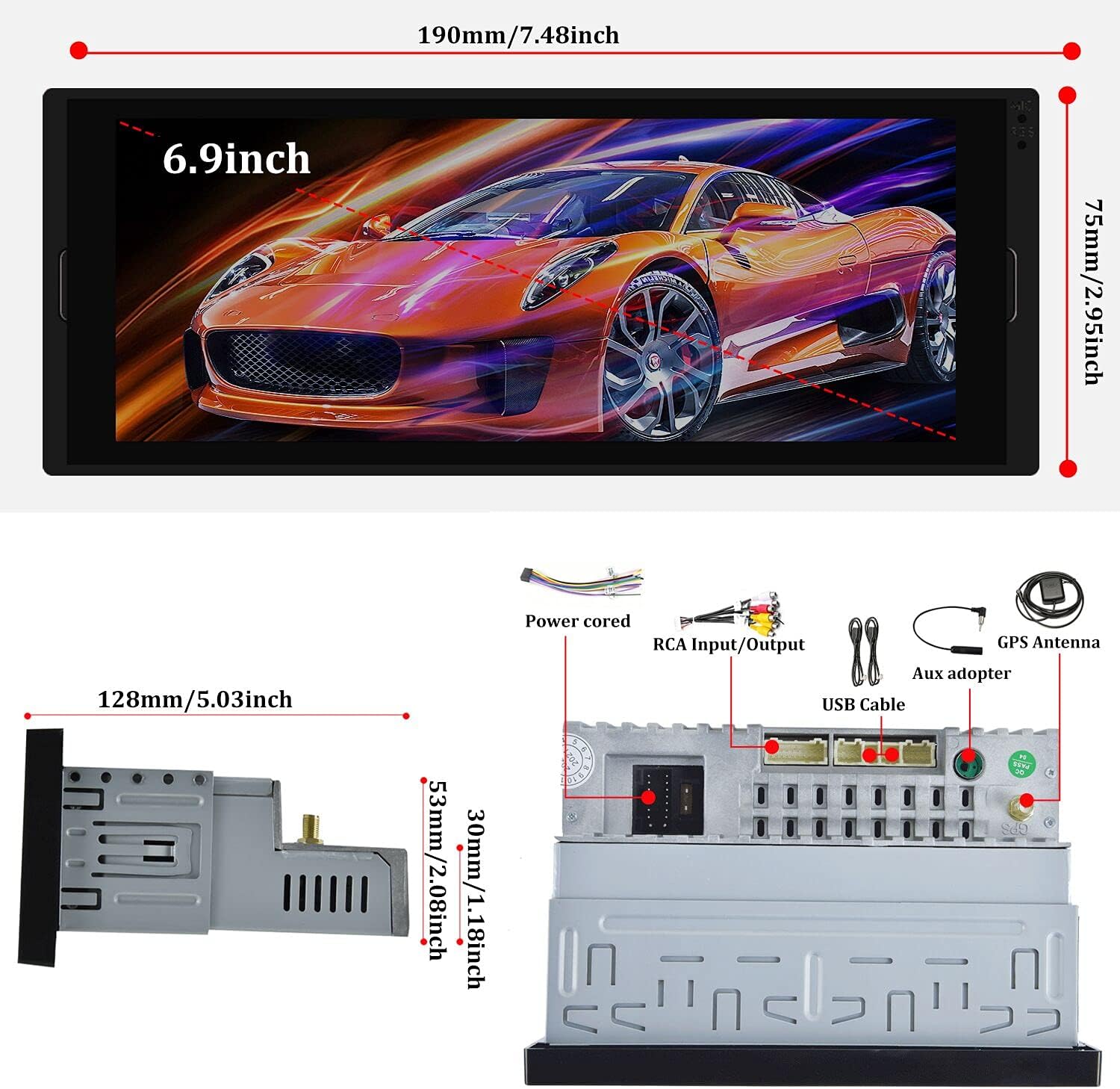 Bеѕt Dеаl 🛒 AMPrime Single Din Car Stereo Radio with Bluetooth 6.9” Touch Screen FM Receiver MP5 Car Multimedia Player Support Mirror Link for Phone, WiFi, GPS, Dual USB Port, Backup Camera, SWC
