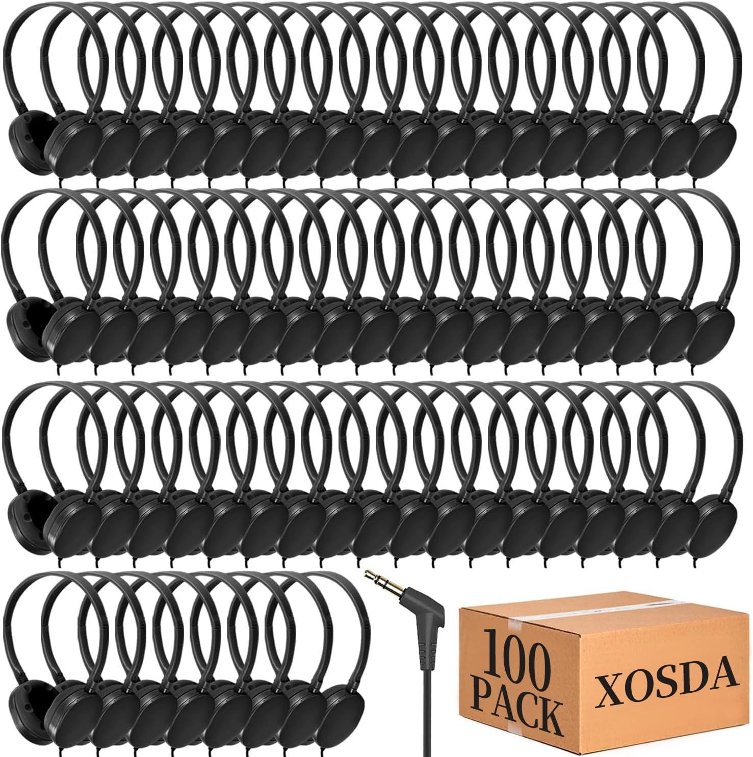 Kids Headphones Bulk 100 Pack for Classroom School Students,Wholesale Durable Wired Headphones with 3.5mm Jack for Children Teens Gift and Adults