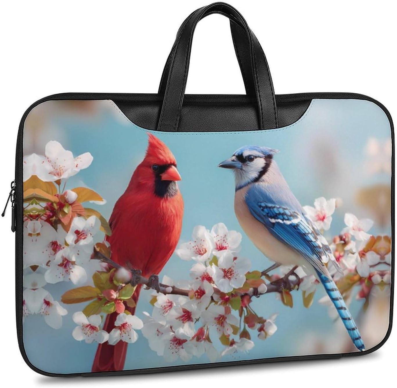 Cardinal Flower Bird Floral PU Shockproof Laptop Tote Bag