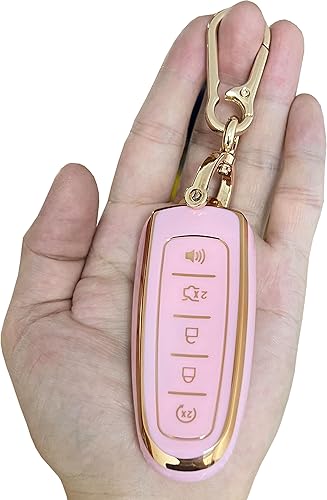 Miniatura 4 de Funda para llavero Ford con control remoto sin llave, con llavero para Ford C-Max Edge Escape Expedition Explorer Flex Focus Taurus Lincoln MKS MKT