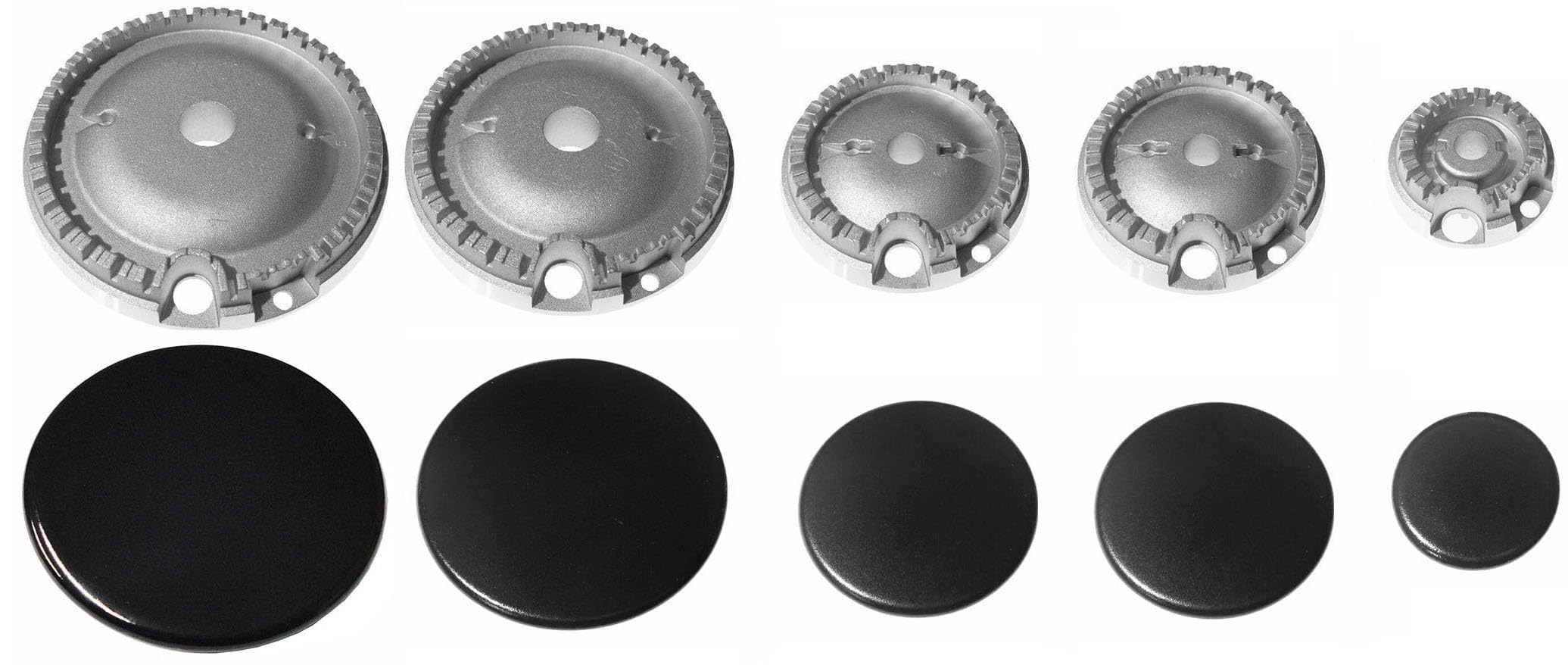 Whirlpool Ignis - Kit 5 bruciatori Defendi completi di piattelli spartifiamma per cucina piano cottura 5 fuochi - Made in Italy - WR14/1