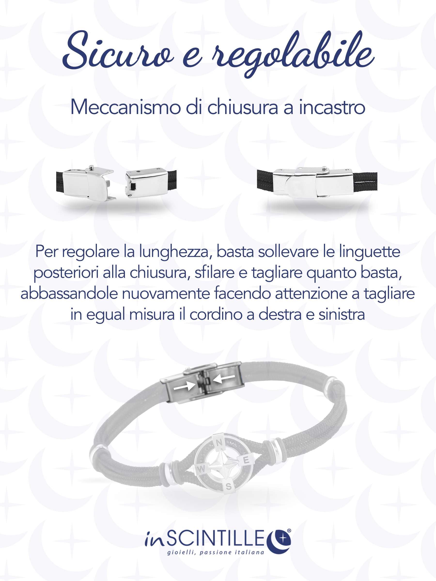 inSCINTILLE Bracciale Uomo Acciaio Simboli Nautica Rosa dei Venti, Regolabile 18-22 cm, Confezione Regalo Inclusa, Braccialetto Acciaio Inox, Bracciali Uomo