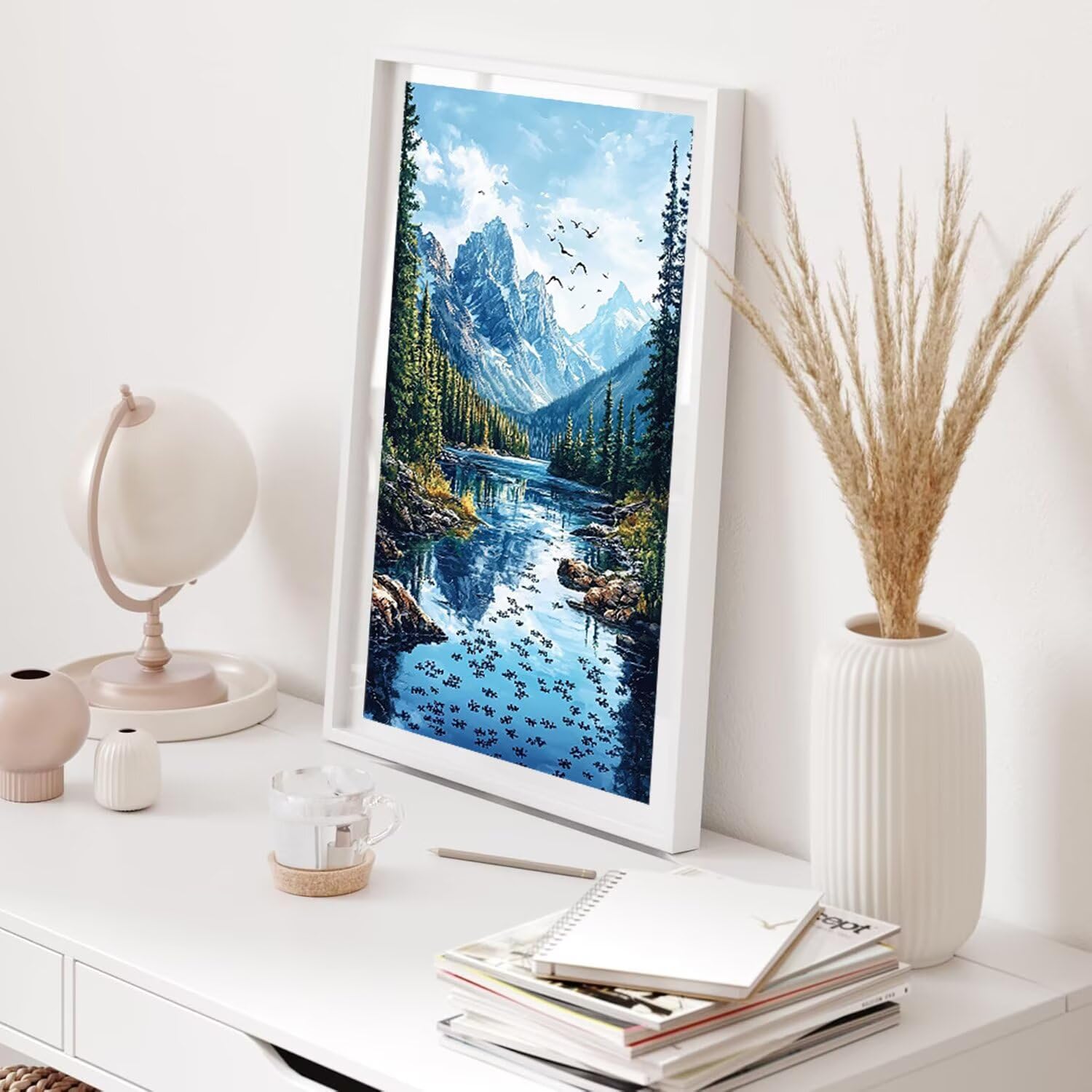 Hyupuanj Zestaw do malowania diamentami 5D DIY Lake Mountain, 91 x 122 cm h