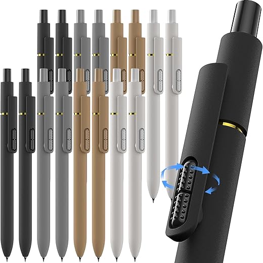 16 Pcs Gel Pens - 0.7mm Fine Point Smooth Writing Fidget Pens, Quick-Dry Long Lasting Black Ink, Office & School Supplies Men Women Student (Classic Color Black Ink)