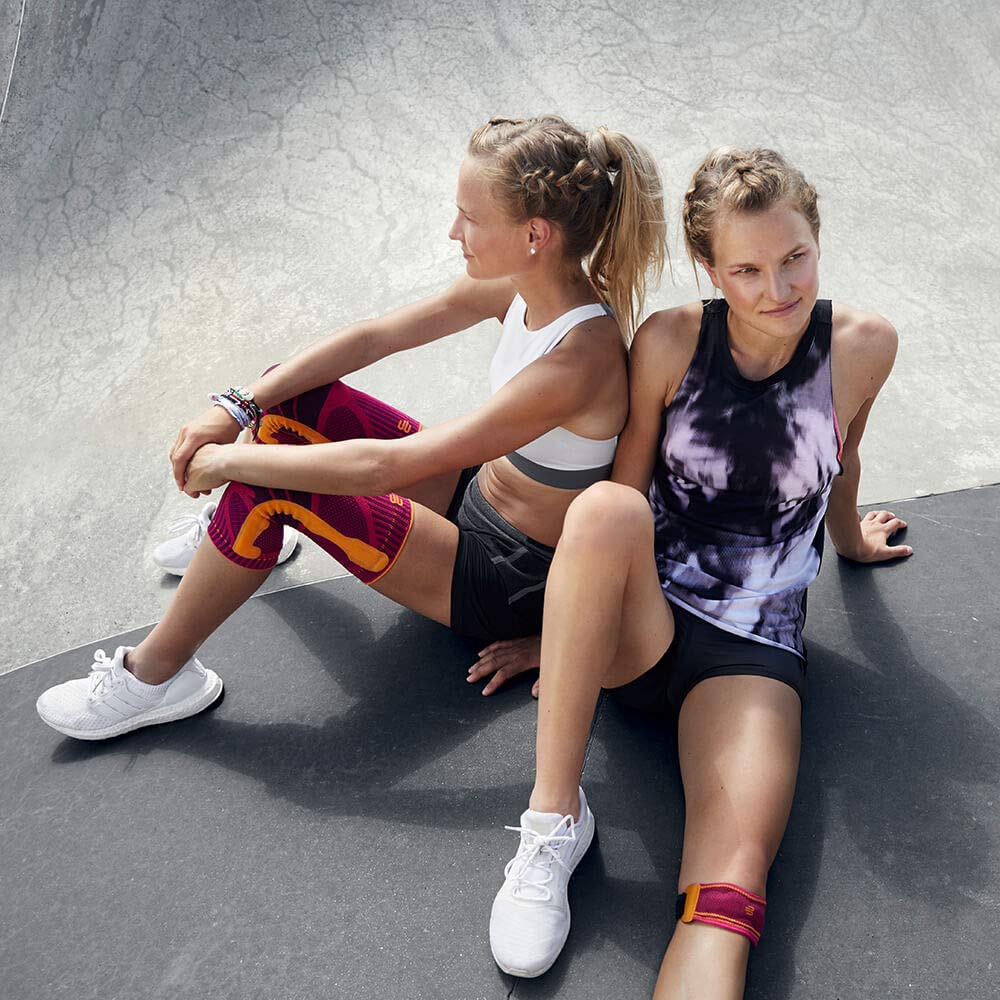 BAUERFEIND, 1 Rodillera Deportiva Unisex, Adecuada para ambas Rodillas, para Deportes de Pelota o Atletismo, Descarga de presión, Anillo de Silicona, Talla L, Negro, 11449421170013