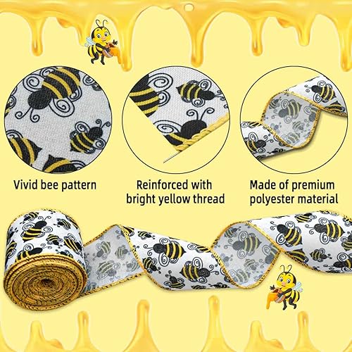 Miniatura 4 de Cinta de arpillera de abejorros de 10 yardas, tela de poliéster con borde de abeja, cintas decorativas para envolver regalos, manualidades,