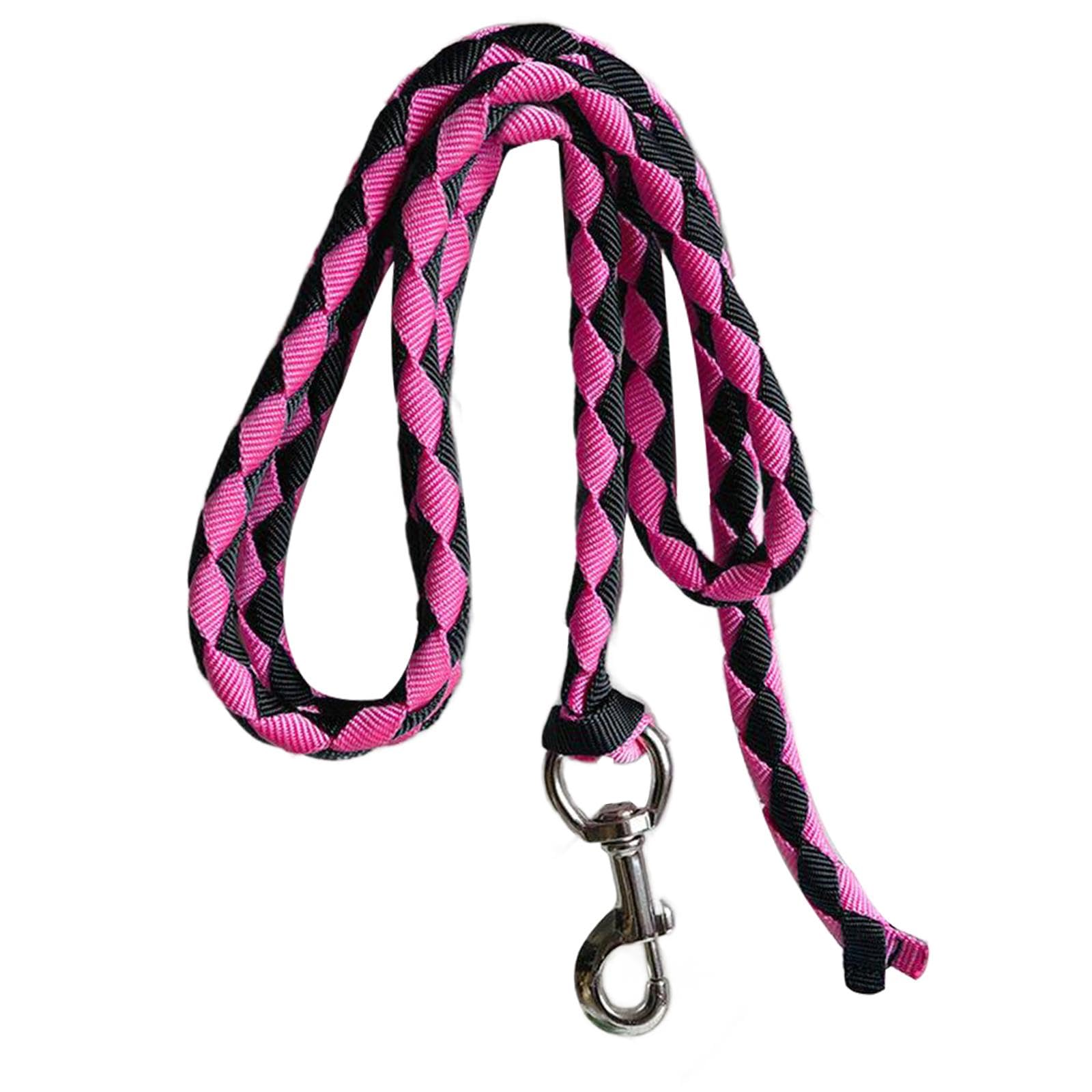 QSTDGVPW Horse Lead Rope with Quick Release Clip, 4m Pink and Black